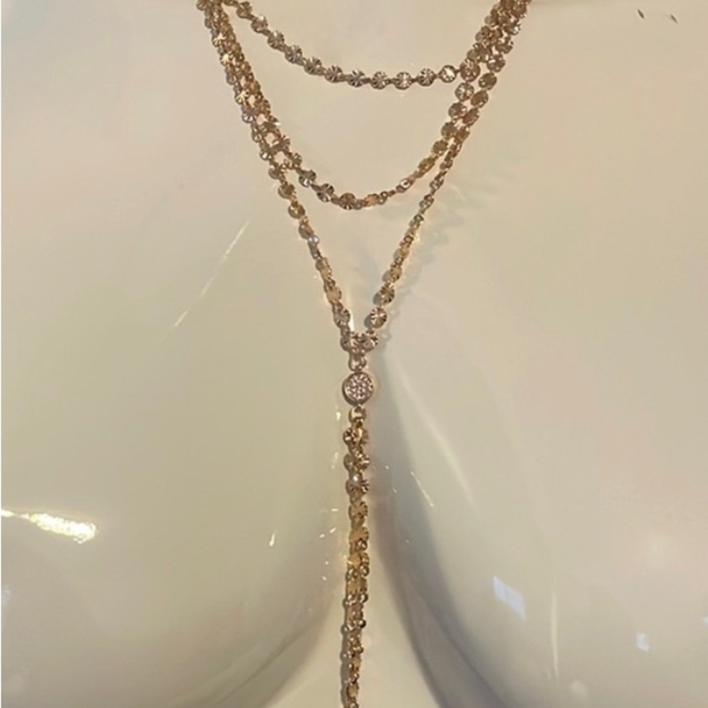 Multi chain lariat necklace